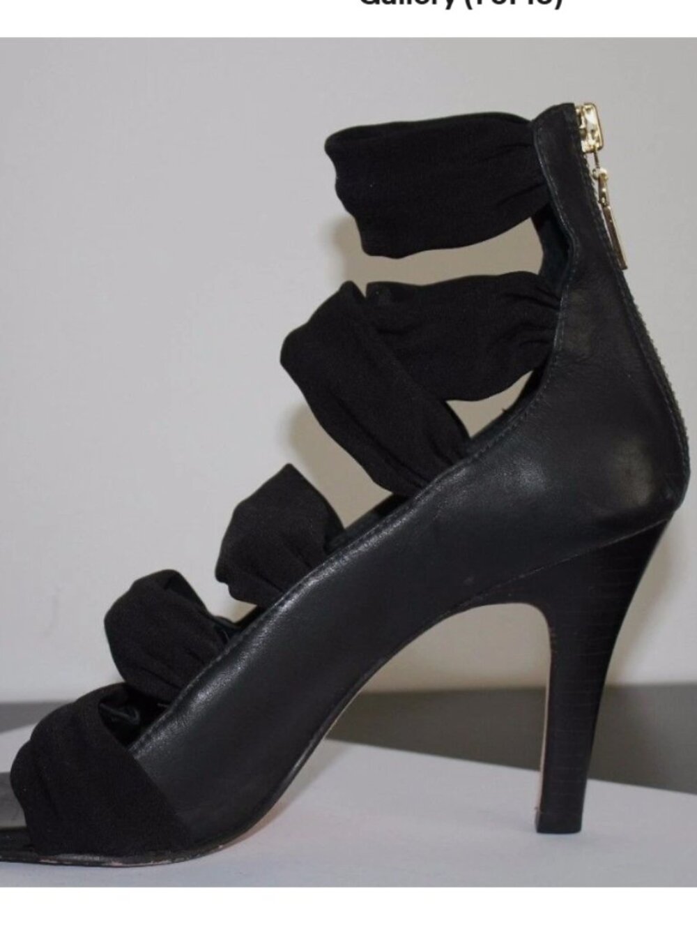 Rebecca Minkoff "Femme Fatale" Black Leather Sandals Shoes Heels Size 37.5